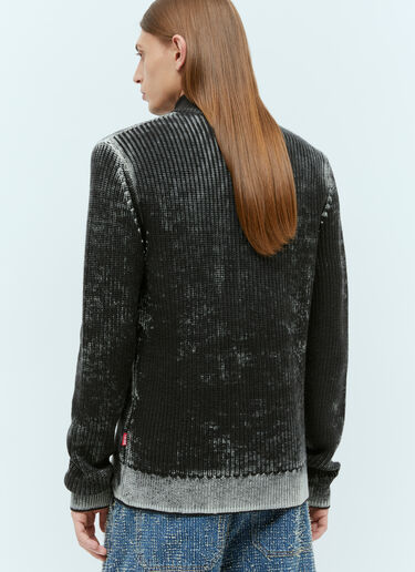 Diesel K-Arini Zip-Up Knit Sweater Black dsl0157020
