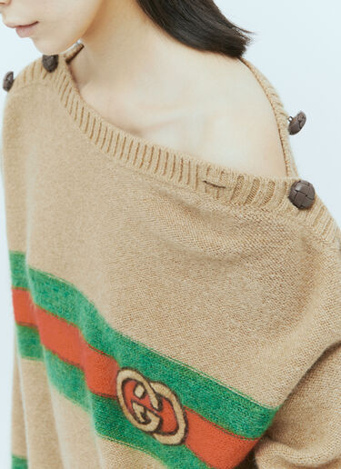 Interlocking GG Wool Mohair Sweater Gucci Interlocking GG Wool Mohair Sweater Beige guc0253048
