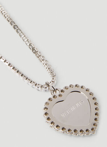 VETEMENTS Crystal Heart Necklace Silver vet0351003