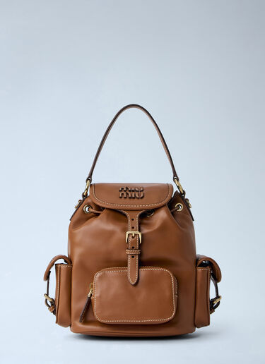 LN-CC® - Miu Miu: Logo Leather Backpack - Brown Miu Miu Logo Leather Backpack Brown miu0264204