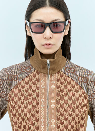 Gucci G 롬부스 저지 자카드 지퍼 재킷 브라운 guc0255017