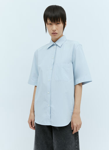 TOTEME Short Sleeve Poplin Shirt Blue tot0256016