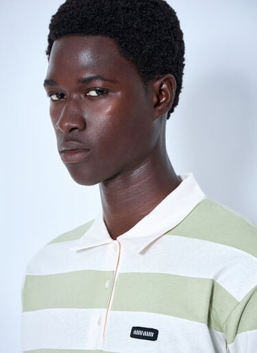 LN-CC® - Miu Miu: Striped Jersey Polo Shirt - Yellow Miu Miu Striped Jersey Polo Shirt Yellow miu0165004