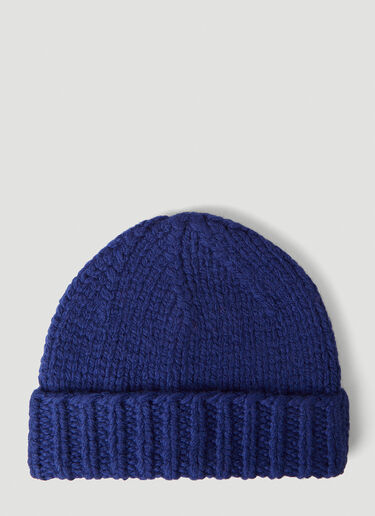 Maison Margiela Purl Knit Beanie Hat Blue mla0246018