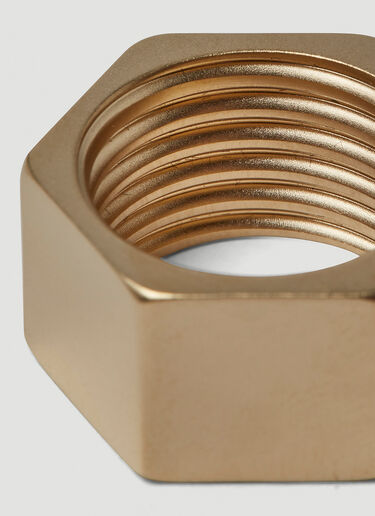 VETEMENTS Engraved Logo Thick Nut Ring Gold vet0150032