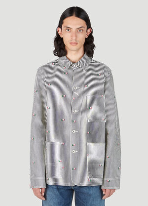 Kenzo フローラル ストライプ ワークウェア ジャケット ホワイト knz0152001