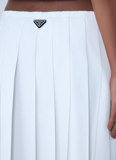 Prada Pleated Midi Skirt White pra0264035