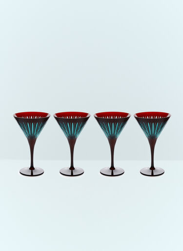 L'Objet Set Of Four Prism Martini Glasses Burgundy wps0691631