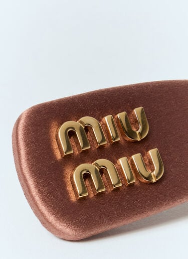 Miu Miu Logo Plaque Satin Hair Clip Brown miu0259038