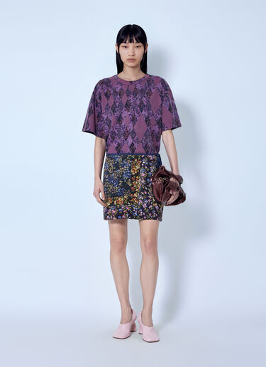 LN-CC® - Dries Van Noten: Floral Patchwork Mini Skirt - Purple Dries Van Noten Floral Patchwork Mini Skirt Purple dvn0266006