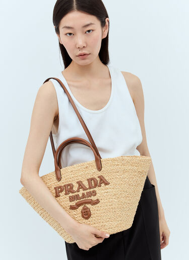 Prada Large Raffia Shopping Bag Beige pra0256027