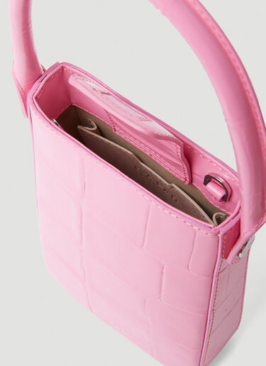 BY FAR Note Lipstick Croc Embossed Handbag Pink byf0252015