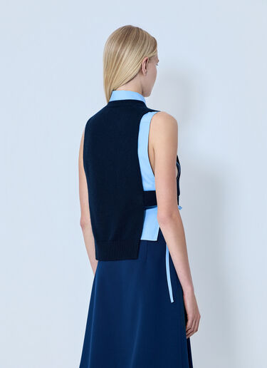 LN-CC® - Miu Miu: V-Neck Logo Vest - Blue Miu Miu V-Neck Logo Vest Blue miu0264105