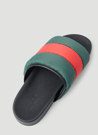 Gucci Web Stripe Padded Slides Green guc0150162