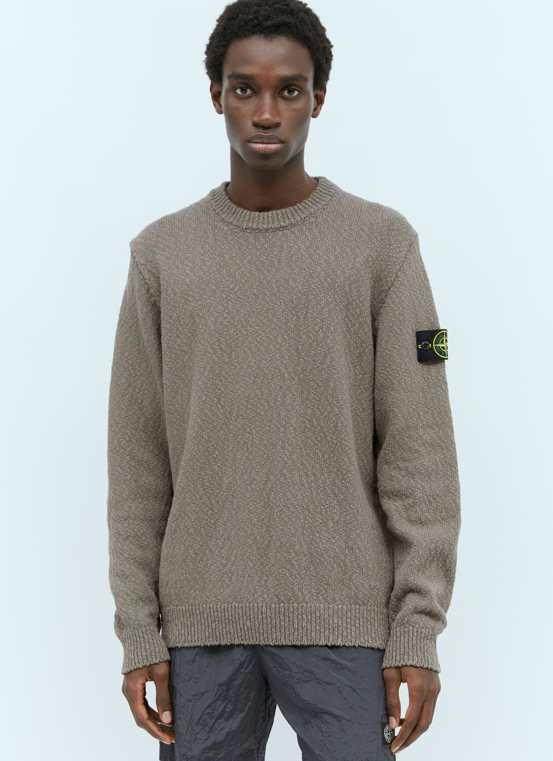 Shop Stone Island Textured Knit Sweater In Grey
