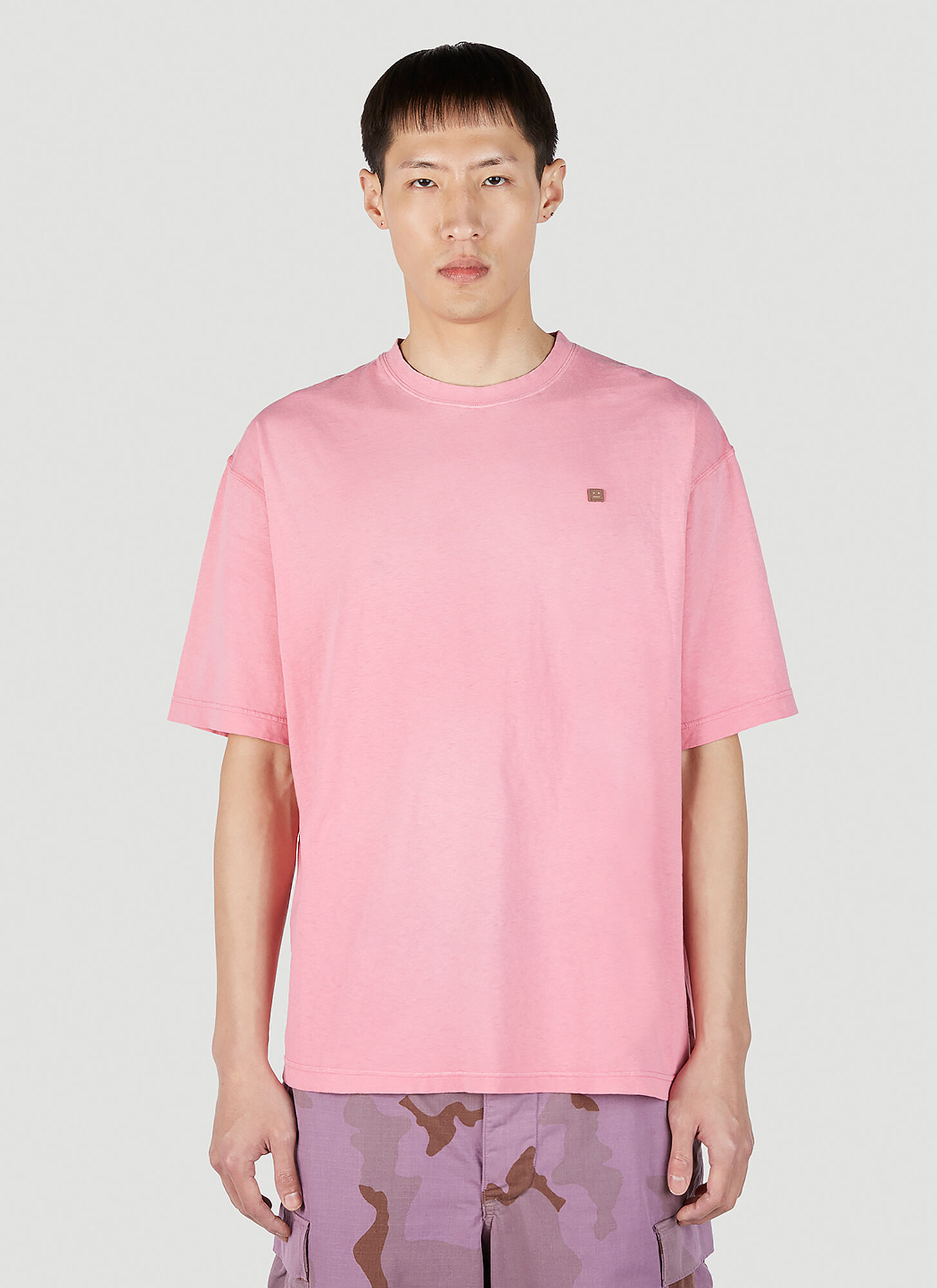 Acne Studios Face-patch Cotton-jersey T-shirt In Pink