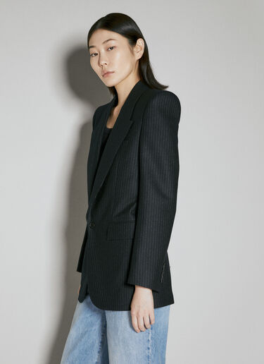 Saint Laurent Wool Pinstripe Blazer Black sla0253033