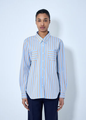 Dries Van Noten Striped Cotton Poplin Shirt Light Blue dvn0264023