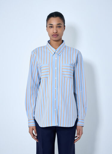 Dries Van Noten Striped Cotton Poplin Shirt Light Blue dvn0264023