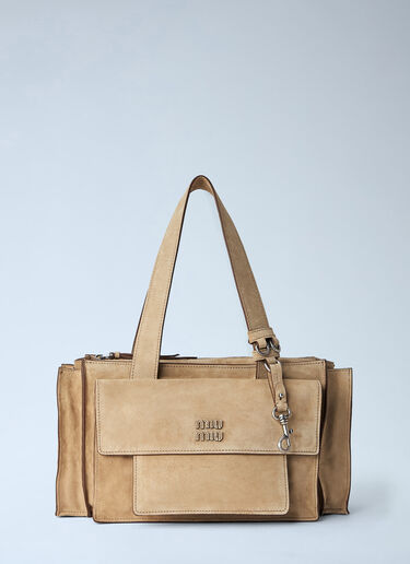 LN-CC® - Miu Miu: Structured Leather Handbag - Cream Miu Miu Structured Leather Handbag Cream miu0265025