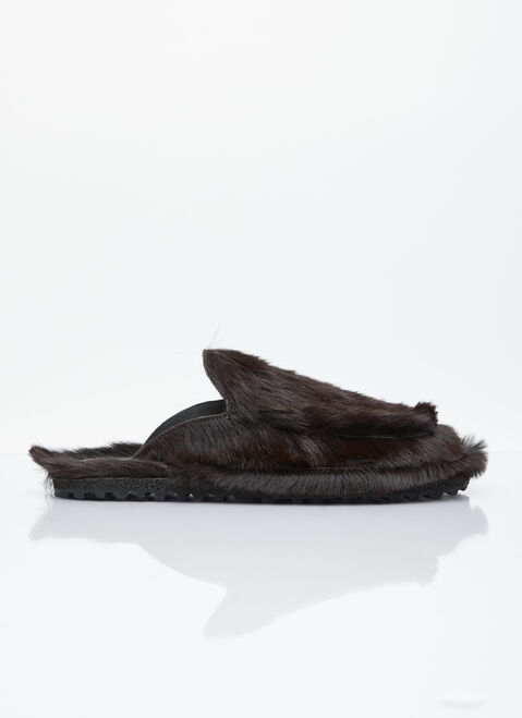 Asics Leather-Trimmed Ponyhair Slides Silver asi0354001