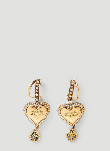 Alexander McQueen Heart Charm Hoop Earrings Gold amq0248045