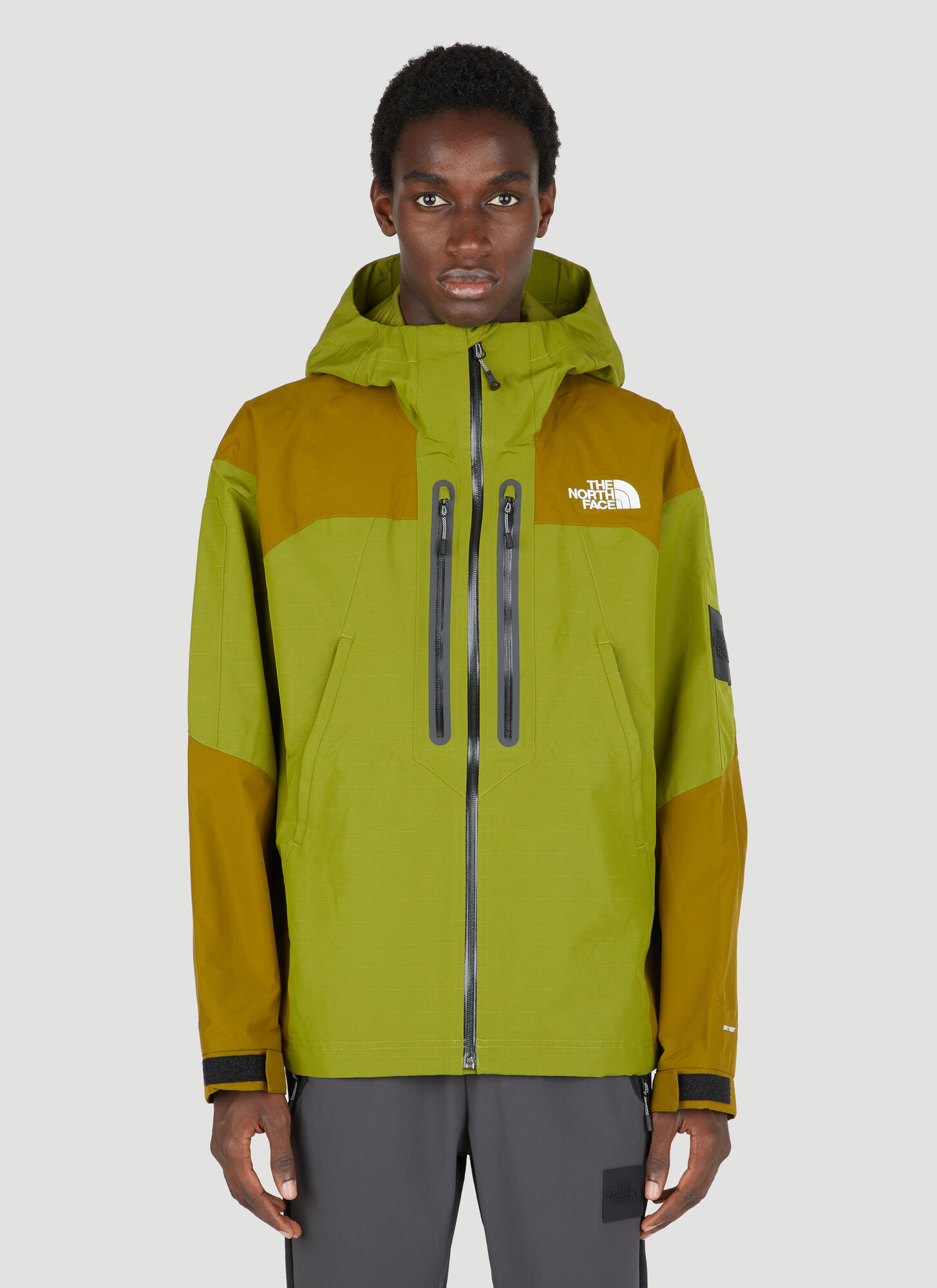 Shop The North Face Water-repellent Logo Print Jacket In Green