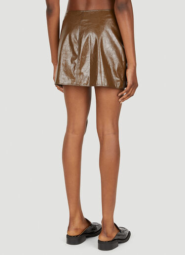 GANNI Patent Mini Skirt Brown gan0251080