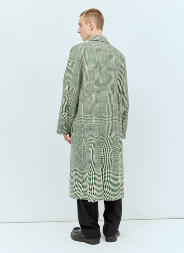 Burberry Long Warped Houndstooth Car Coat Green bur0155026