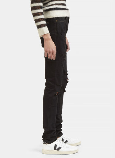 Saint Laurent High-Waisted Distressed Skinny Jeans Black sla0227028