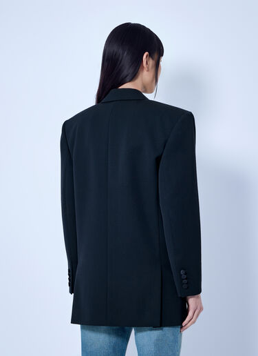 LN-CC® - Saint Laurent: Double-Breasted Blazer with Satin Lapels - Black Saint Laurent Double-Breasted Blazer with Satin Lapels Black sla0265030