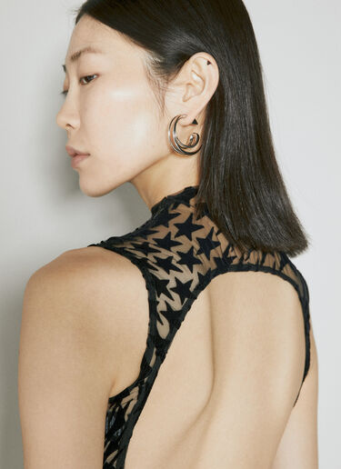 Mugler フロック加工スターメッシュボディスーツ ブラック mug0254031