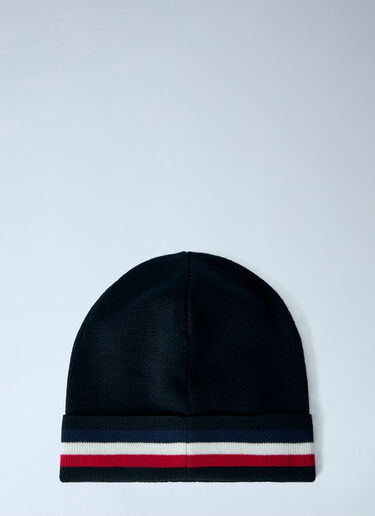LN-CC® - Moncler: Logo Patch Knit Beanie - Black Moncler Logo Patch Knit Beanie Black mon0166039