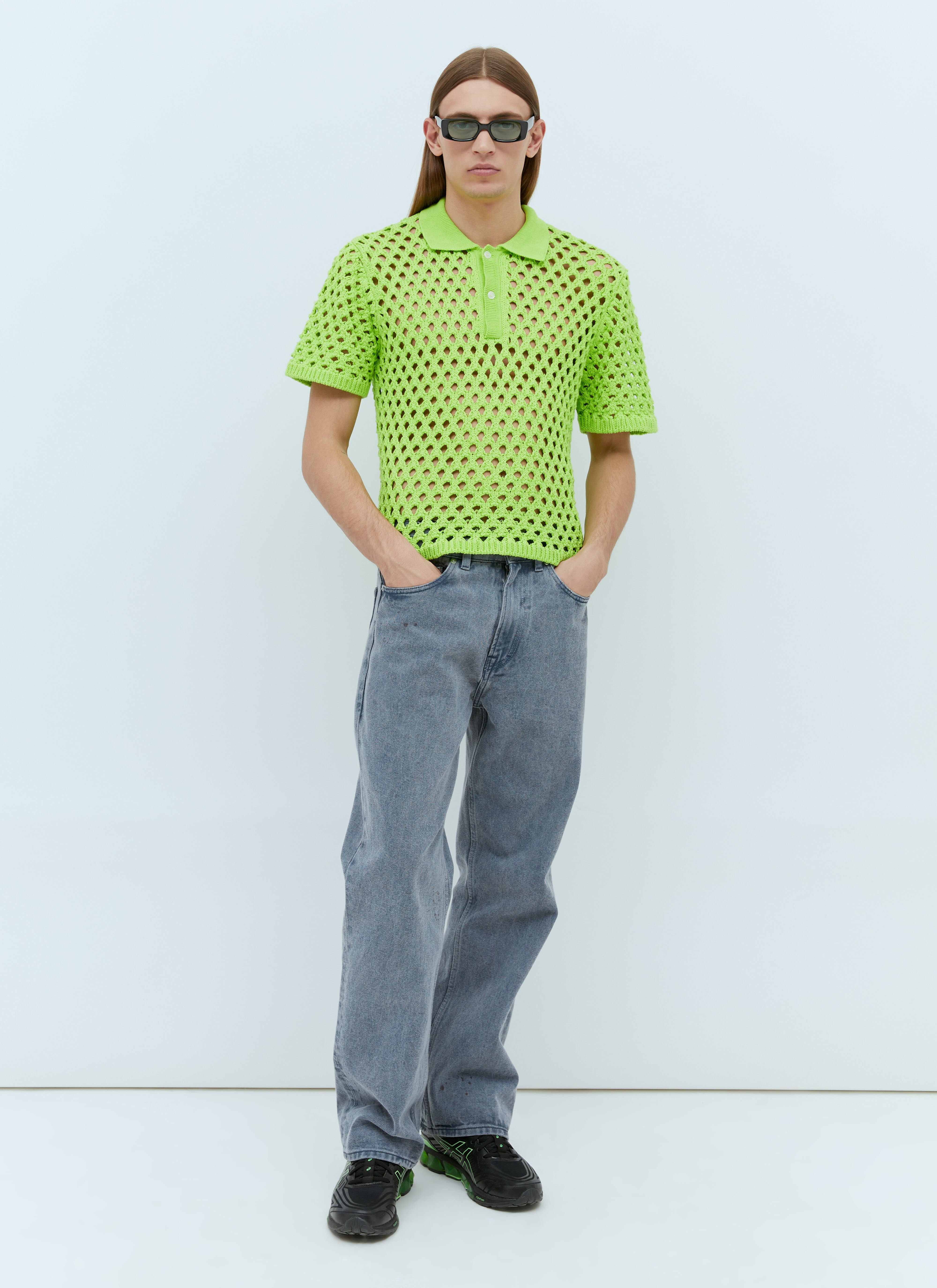 Stussy Black Cable Mesh Polo Stussy