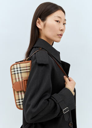 Burberry Check Sling Shoulder Bag Beige bur0257036