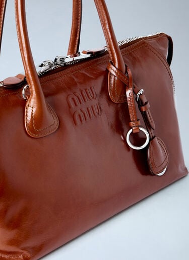 LN-CC® - Miu Miu: Leather Top Handle Bag - Brown Miu Miu Leather Top Handle Bag Brown miu0266026