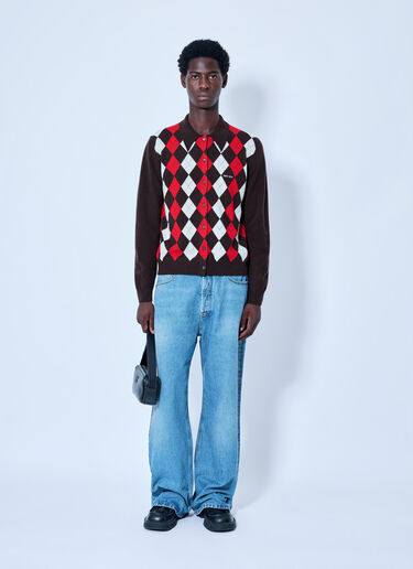 LN-CC® - Miu Miu: Cashmere Argyle Cardigan - Brown Miu Miu Cashmere Argyle Cardigan Brown miu0166018