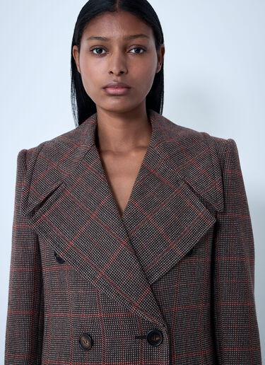 Double-Breasted Check Wool Coat Chloé Double-Breasted Check Wool Coat Brown chl0261013