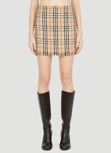 Burberry 格纹流苏半身裙 米色 bur0251030