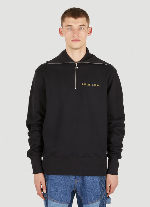 Marine Serre Ornament Half Zip Sweater Green mrs0152001