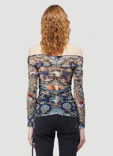 Martine Rose Off-The-Shoulder Mesh Top Blue mtr0242001