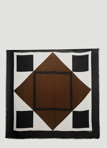 Saint Laurent Graphic Print Shawl Brown sla0151106