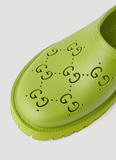 Gucci Perforated G Slip Ons Green guc0145070