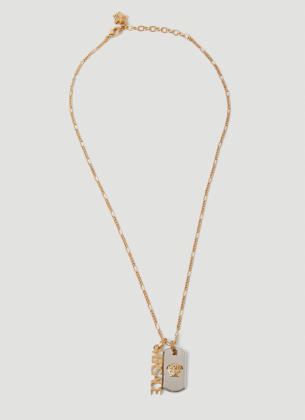 Versace Medusa Logo Tag Necklace in Gold LN CC
