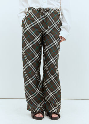 Burberry Check Silk Pants Brown bur0257006