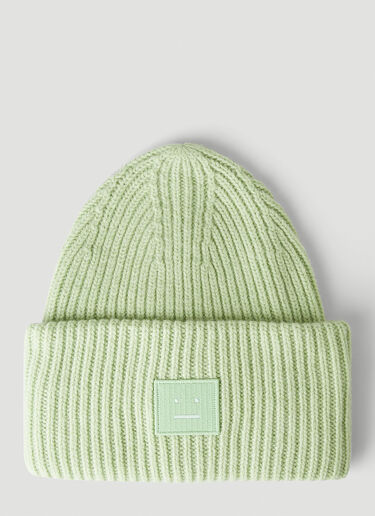 Acne Studios Face Patch Beanie Hat Green acn0349002