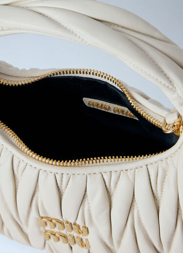 LN-CC® - Miu Miu: Small Wander Matelassé Hobo Bag - White Miu Miu Small Wander Matelassé Hobo Bag White miu0266029