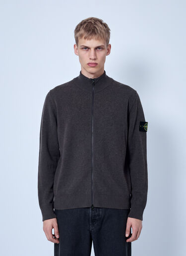 LN-CC® - Stone Island: Zip-Up Wool Cardigan - Dark Grey Stone Island Zip-Up Wool Cardigan Dark Grey sto0165050