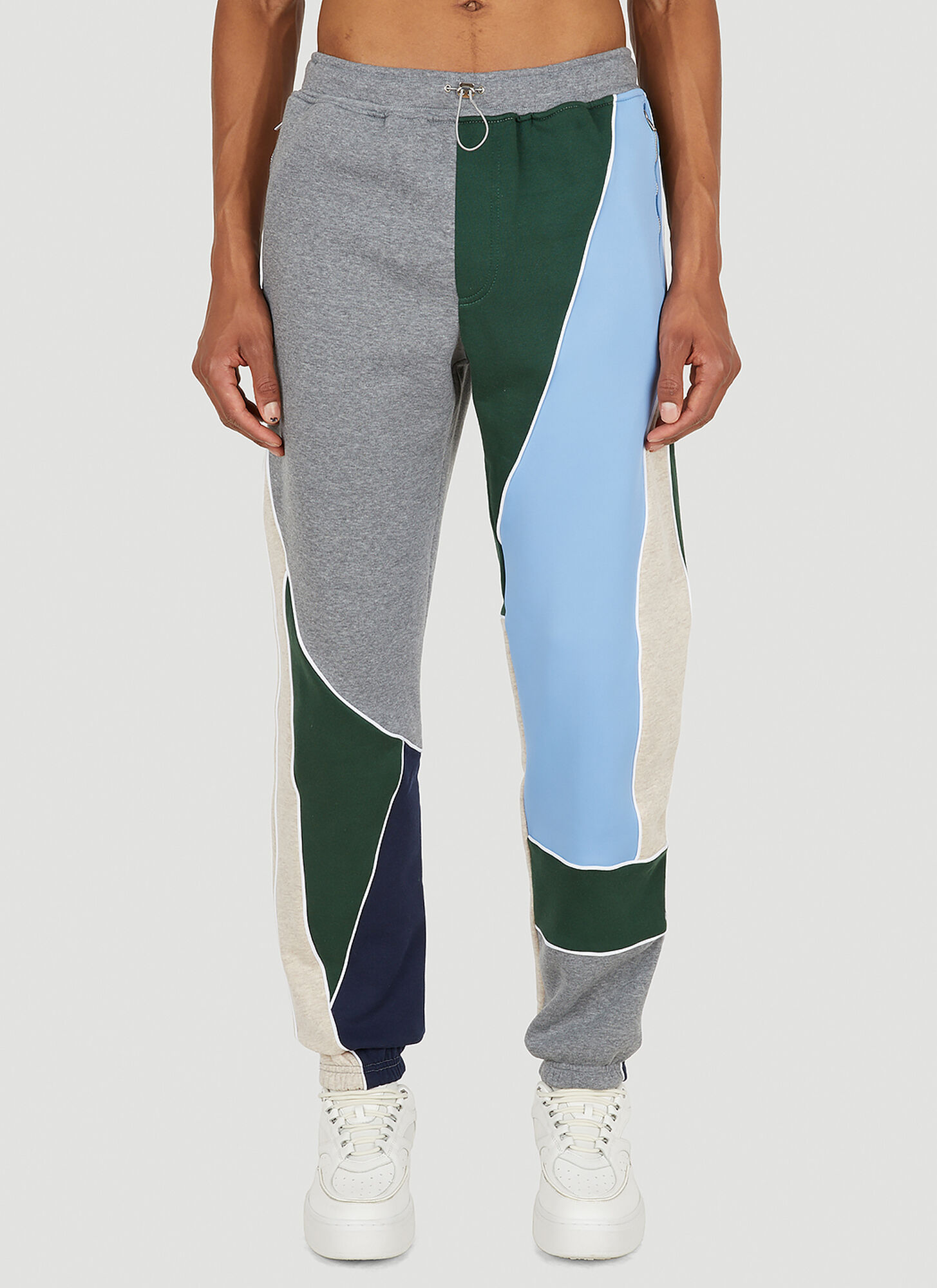 Ahluwalia Marcel Patchwork Recycled-jersey Track Trousers In Blue