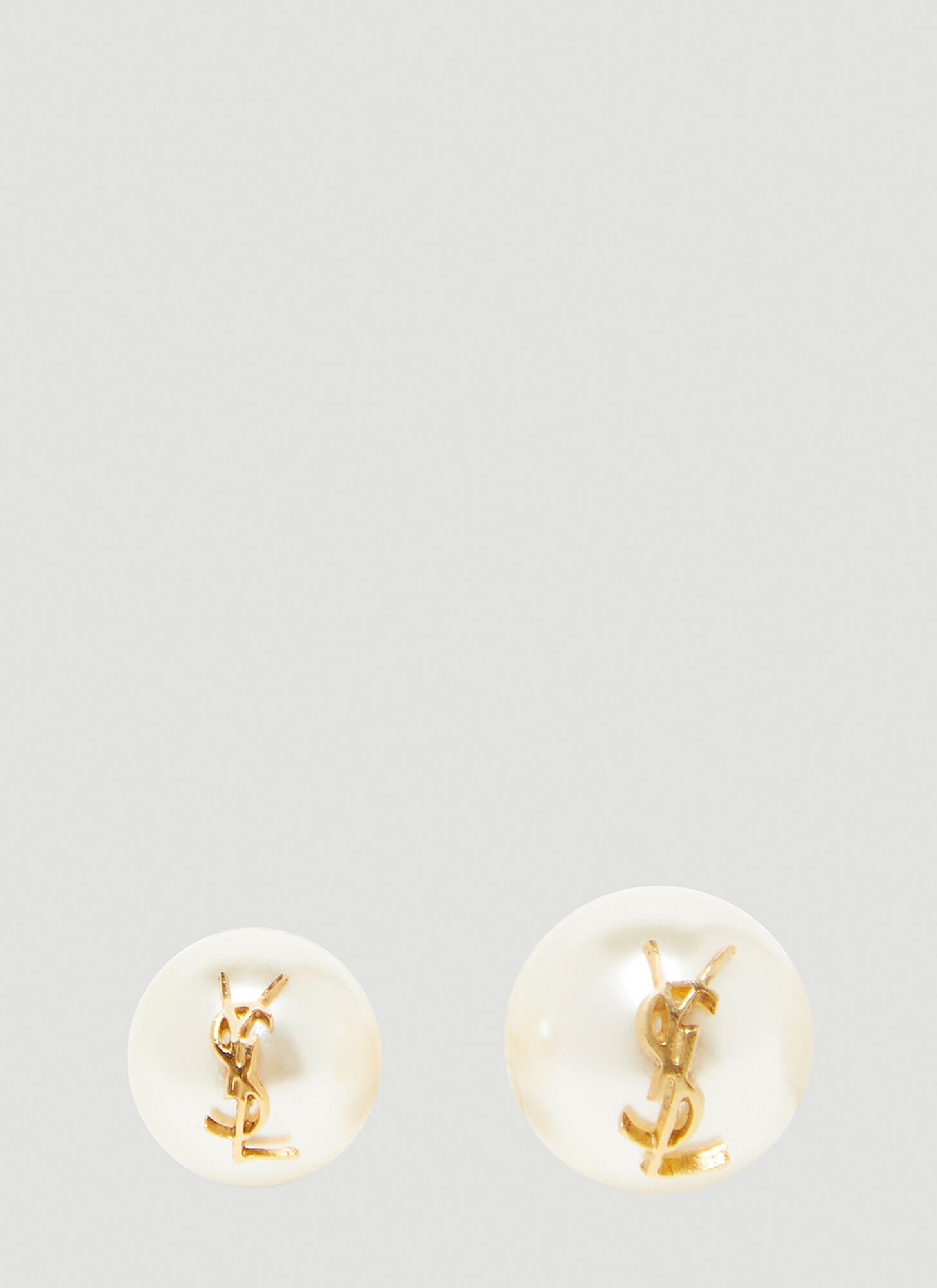 Saint Laurent Monogram Faux Pearl Earrings Female White